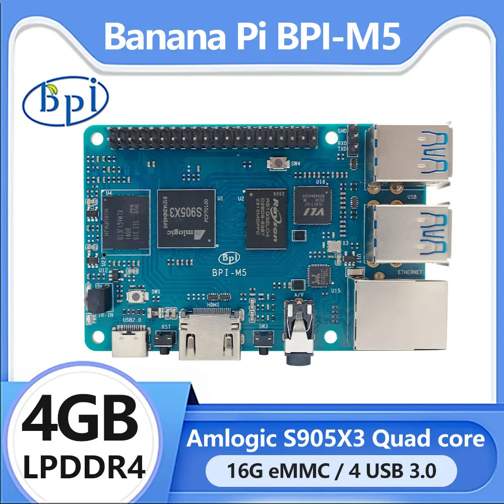 Muz-PI-BPI-M5-Amlogic-S905X3-Quad-Core-ARM-Mali-G31-4GB-LPDDR4-RAM-16GB ...