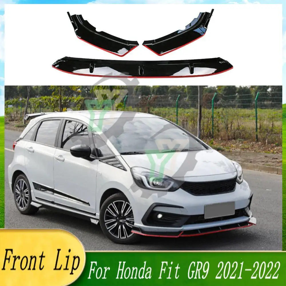 

Car Front Bumper Lip Spoiler Splitter Diffuser Detachable Body Kit Cover Guard For Honda Fit Jazz GR9 2021-2022