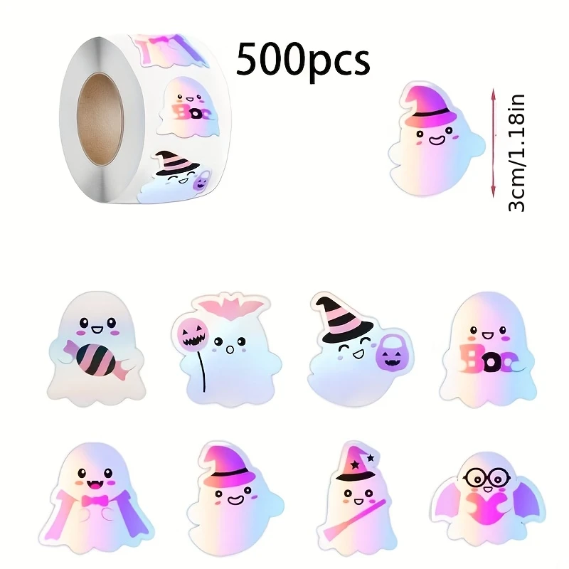Rainbow Iridescent Halloween Stickers 6