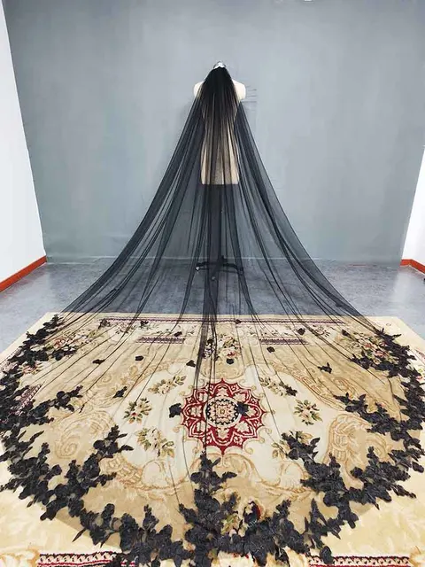 Pizzo Chantilly Velo Sposa Lungo Metri Velo Da Sposa In Pizzo Nero