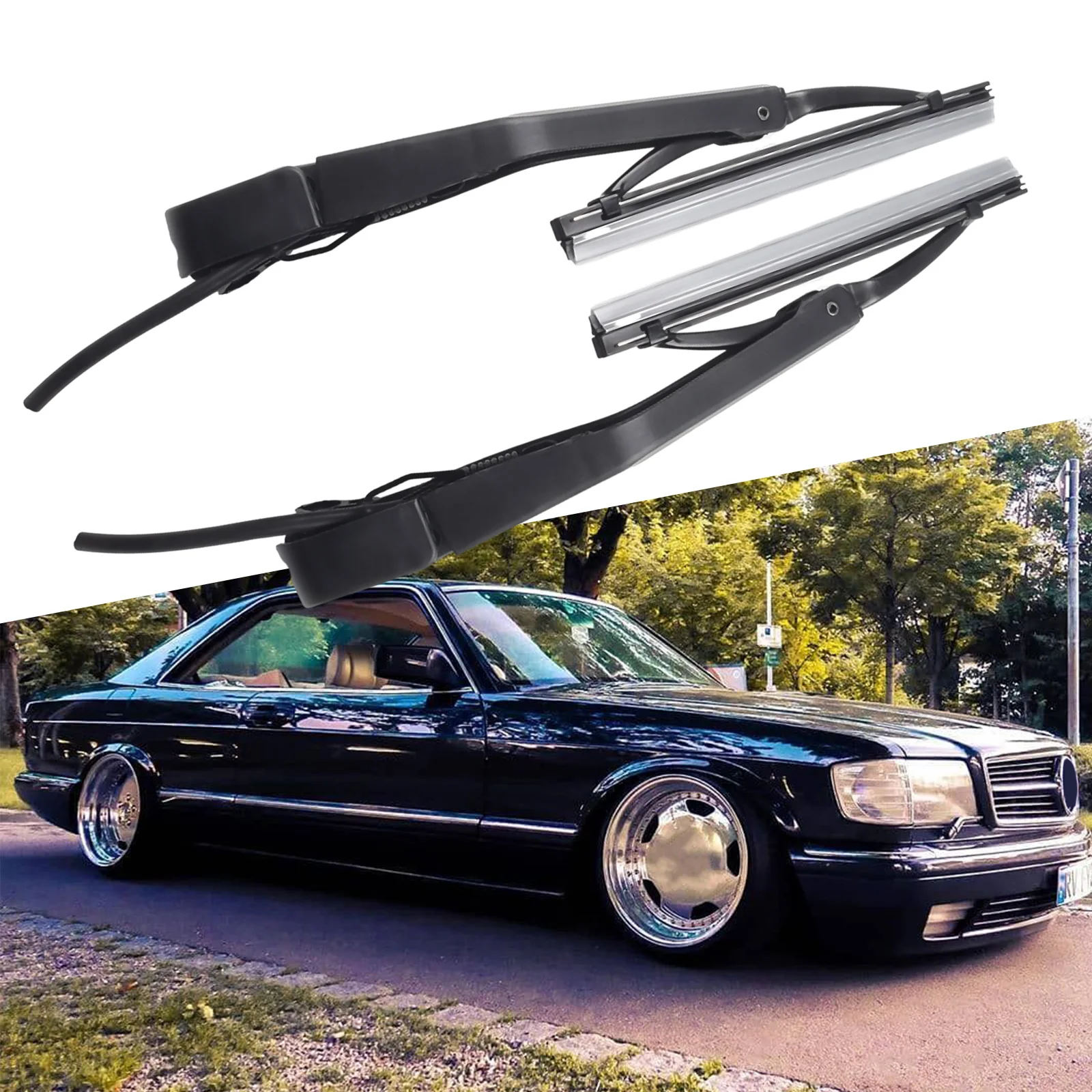 

1Pair Car Headlight Wiper Blade Left Right For Mercedes W126 A1268204544 A1268204644 Plastic Exterior Car Part