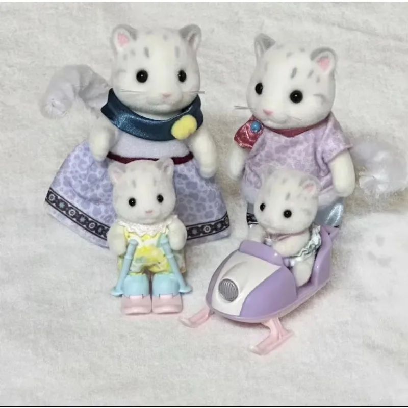 Sylvanian Families Anime Snow Leopard Family Figures Limited Edition Toy Children'S Play House Cute Baby Doll Kid Gift 2