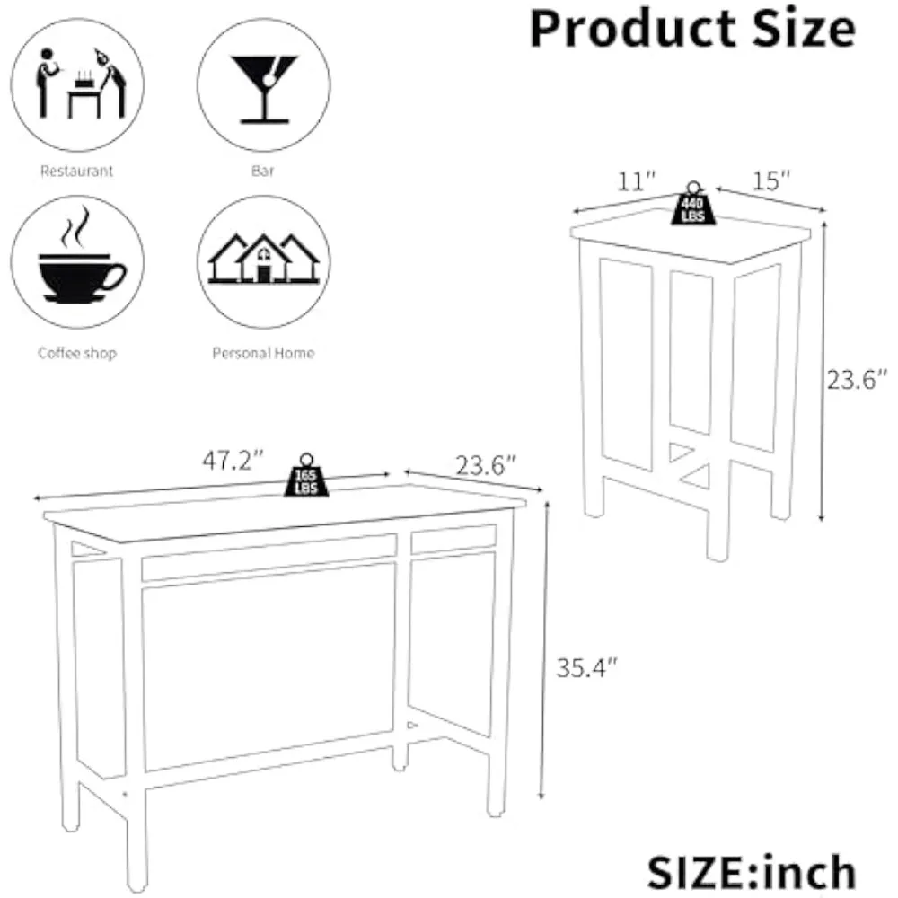 Kitchen Table Set for 4, Modern High Top Table with 4 High Bar Stools, 5-Piece Counter Height Dining Table Set White Oak 2