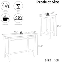 Kitchen Table Set for 4, Modern High Top Table with 4 High Bar Stools, 5-Piece Counter Height Dining Table Set White Oak 2