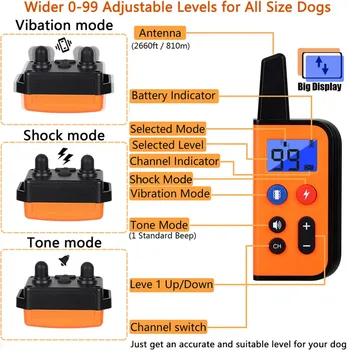 Electric Dog Training Collar Waterproof Dog Bark Collar With Remote Control Anti Barking Device for All Size Dogs Pet Supplies 2