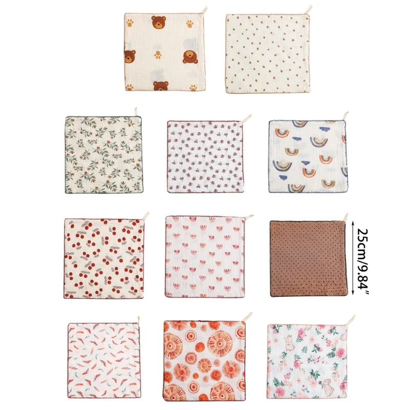 Baby Washcloths Muslin Cotton Towel Soft Baby Muslin Cloths Wipes Bibs G99C