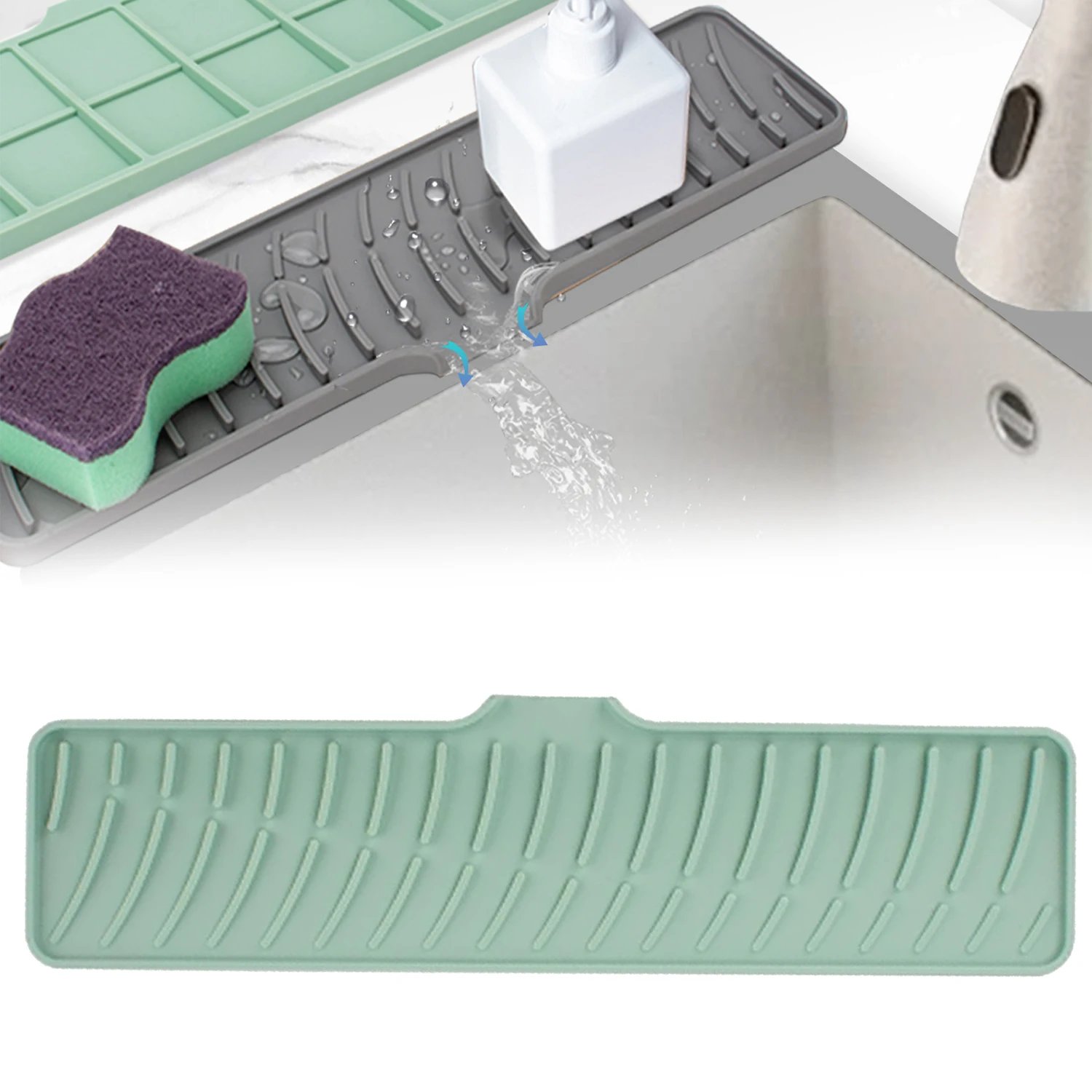 Kitchen faucet splash pad silicone sink faucet splash guard mat sponge drain pad countertop protector for bath kitchen gadgets kitchen splash guard kitchen sink pad kitchen faucet pad