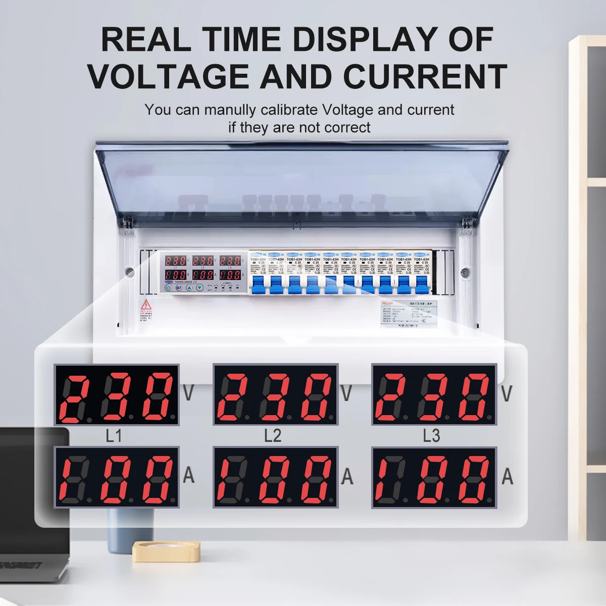 Din rail 3P+N adjustable Over Under Voltage current limit protection Relay Protector SYN ASYNC Synchronous Asynchronous