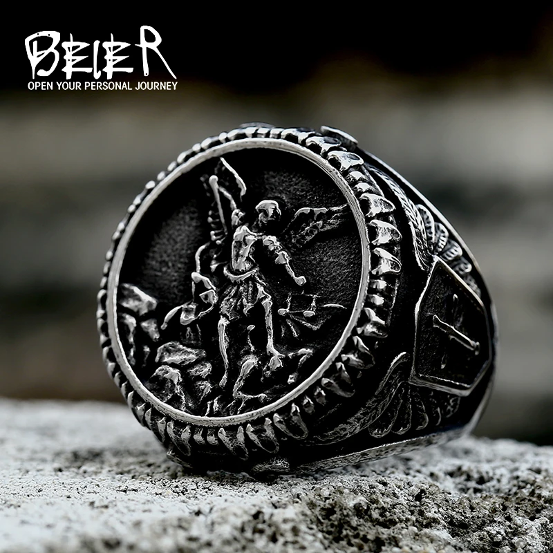 316L Stainless Steel 2023 New St Christopher Ring For Man Chic Fancy Cross  Jesus Jewelry Freeshipping Party Gift - AliExpress