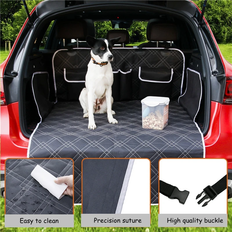 

Larger 2In1 Waterproof Car SUV Hatchback Rear Back Seat Cover Pet Dog Boot Mat Cargo Liner Trunk Tray Bumper Tray Protector