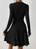 Autumn and Winter New Women's Knitted Slim Sexy Sheath Dress Waist Slimming Inside a Short Bag Hip Little Black Dress 2