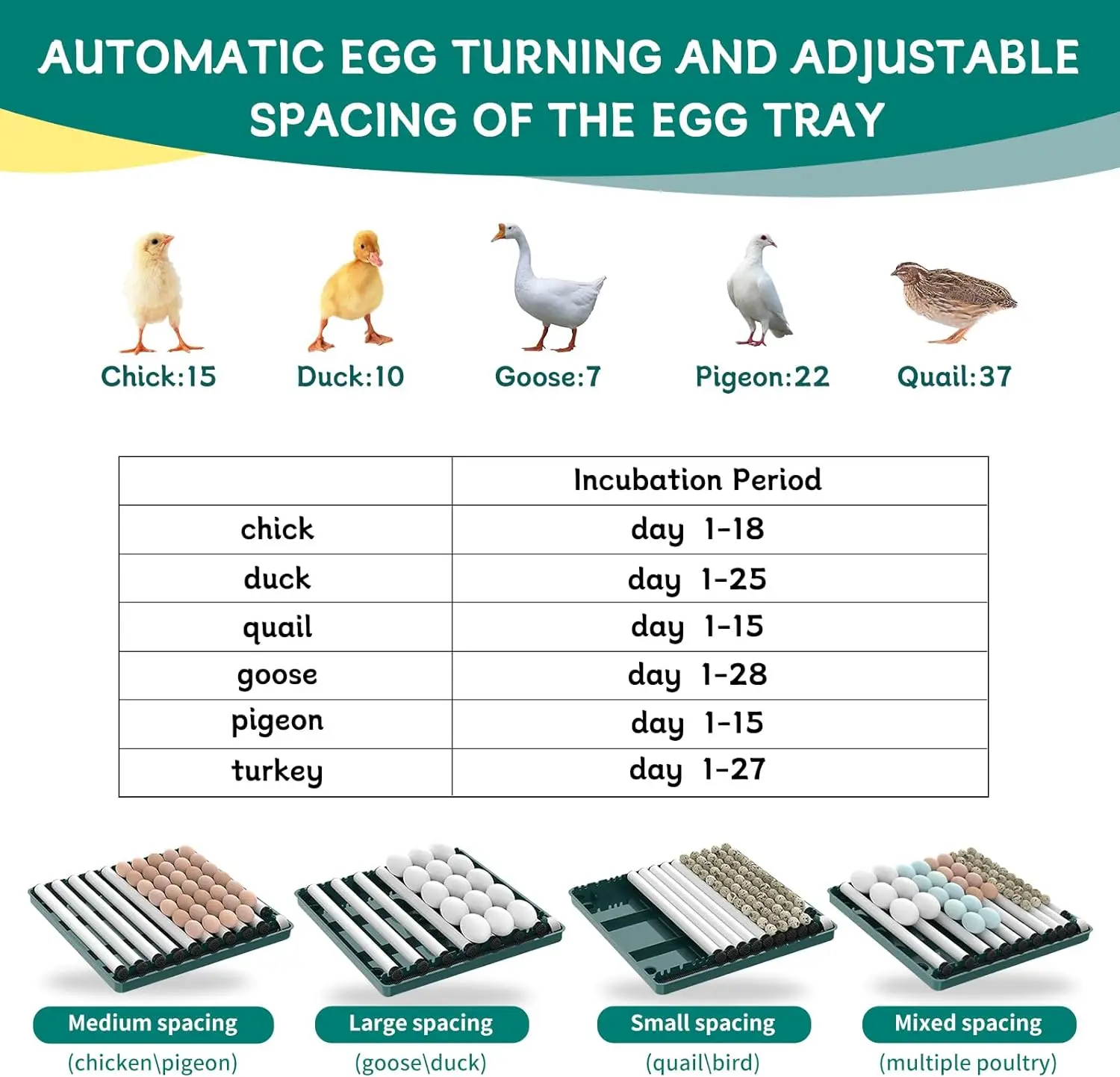 9-15 eggs incubator Chicken Goose Bird Quail Automatic Incubation Equipment Hatchery Incubation Tools EU Plug egg incubator