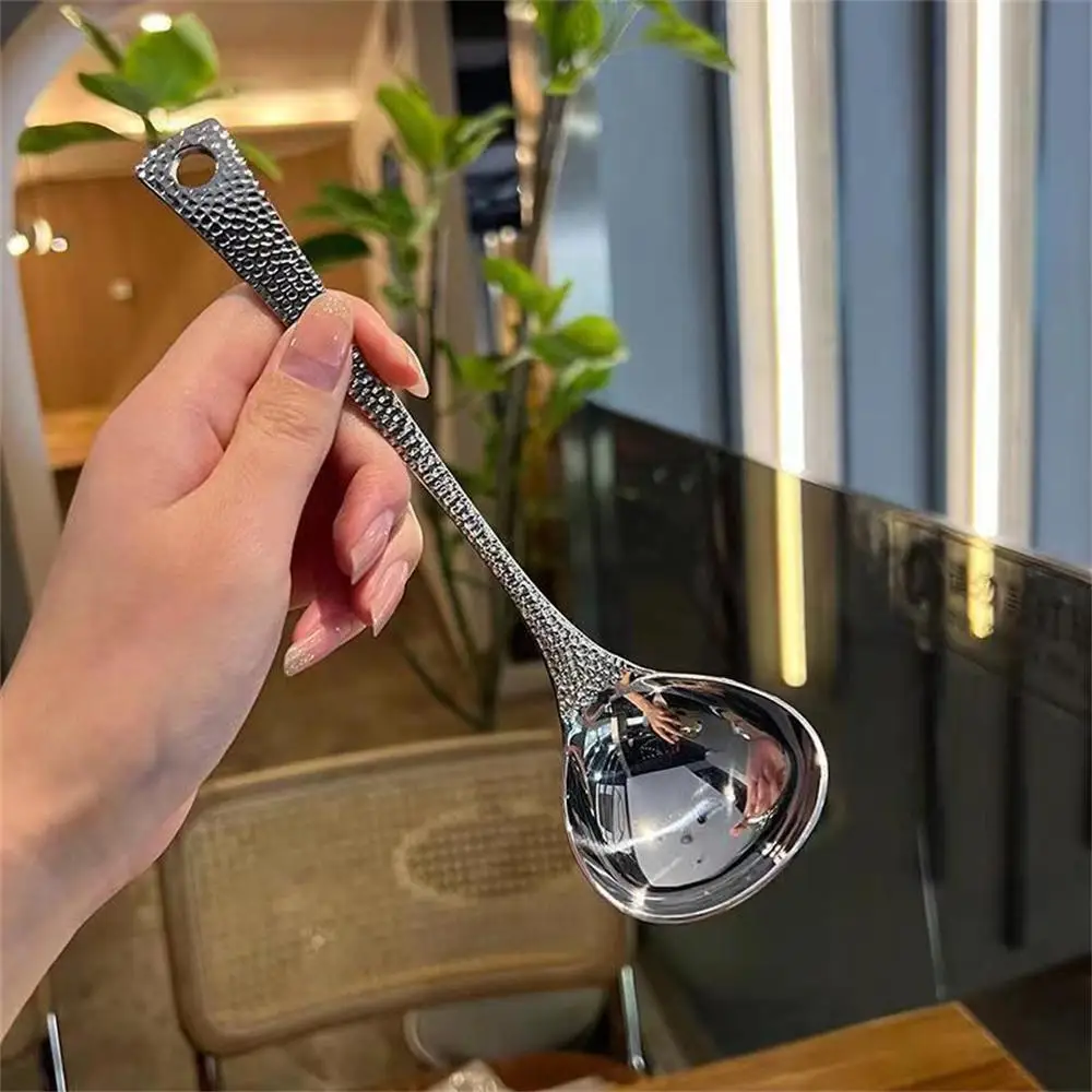 Stainless Steel Soup Spoon Soup Strainer Fish Scale Handle Spoon Household Hot Pot Kitchen Cooking Long Handle