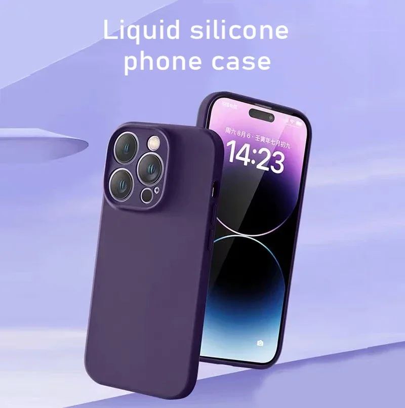 Coque de téléphone de luxe colorée en silicone liquide, coque arrière souple en poly pour iPhone 15, 14, 13, 12, 11 Pro, 7, 8 Plus, SE 2020, X, XS Max