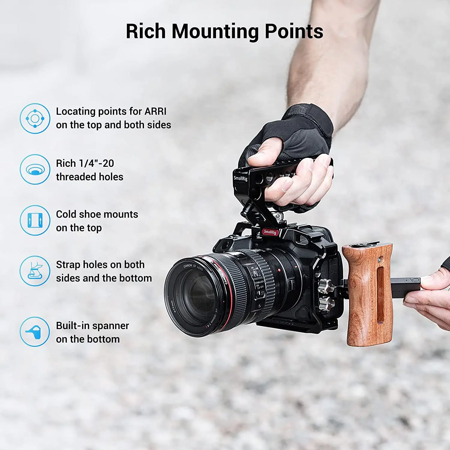 SmallRig R5C Camera Cage Handheld Kit for Canon R5 C with Top Handle, Full Full Camera Cage for Canon R5C - Black | Tilta