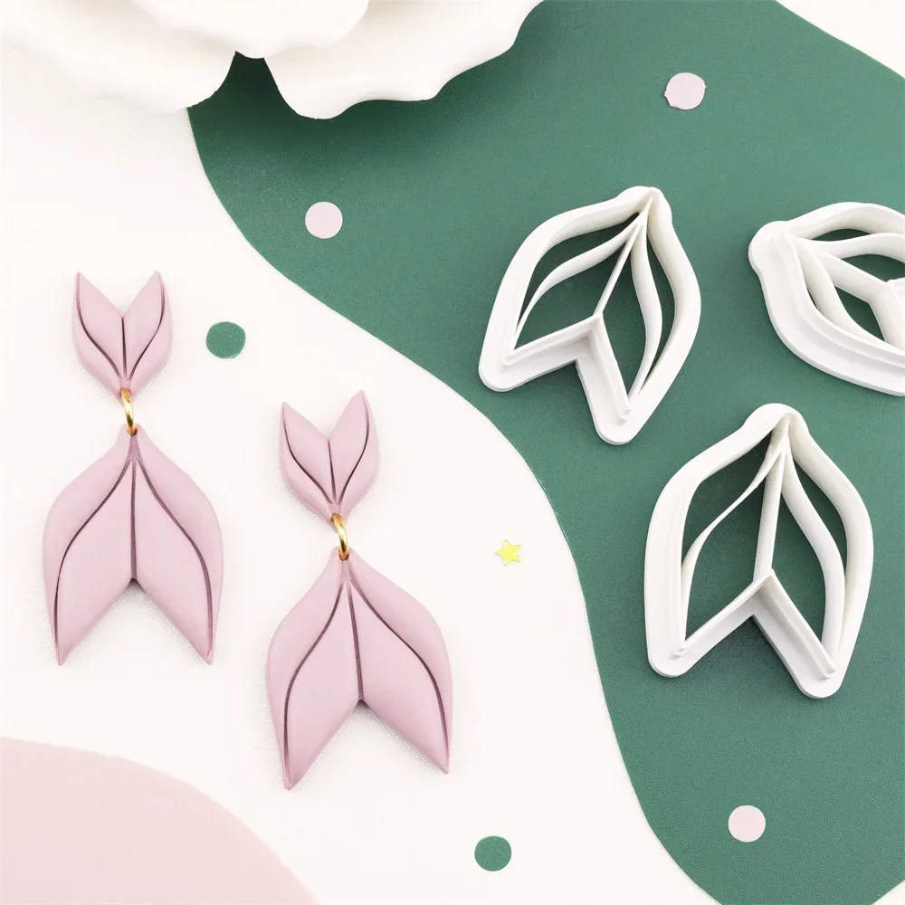 Earrings Clay Mold DIY Leaves Earrings Pendants Mould Soft Pottery Clay Cutter Handmade Jewelry Embossing Tools