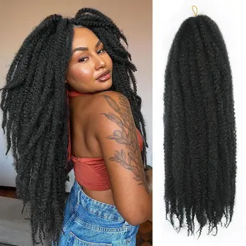 Alibaby Marley Hair for Twists 18 Inch Long Afro Kinky Marley Braids Hair Kanekalon Synthetic Crochet Braiding Hair Extensions 1