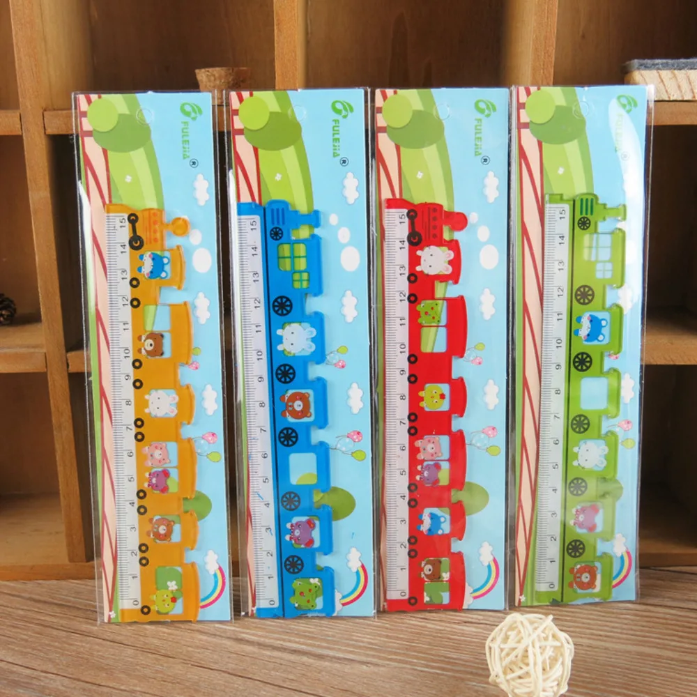 Cute Colors Train Straight Ruler Cartoon Drawing Gift Office School Measuring 1 Piece