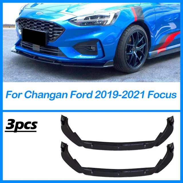 BORUILAN 2019 FORD 뉴 폭스 프론트 범퍼 립 바디 키트, ABS 광택 블랙 매트 카본 그레인 자동차 정품