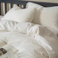 Parure de lit 100% lin lavé, tailles Twin, Full, Double, Queen, King, comprenant drap, housse de couette et taies d'oreiller, infroissable 4