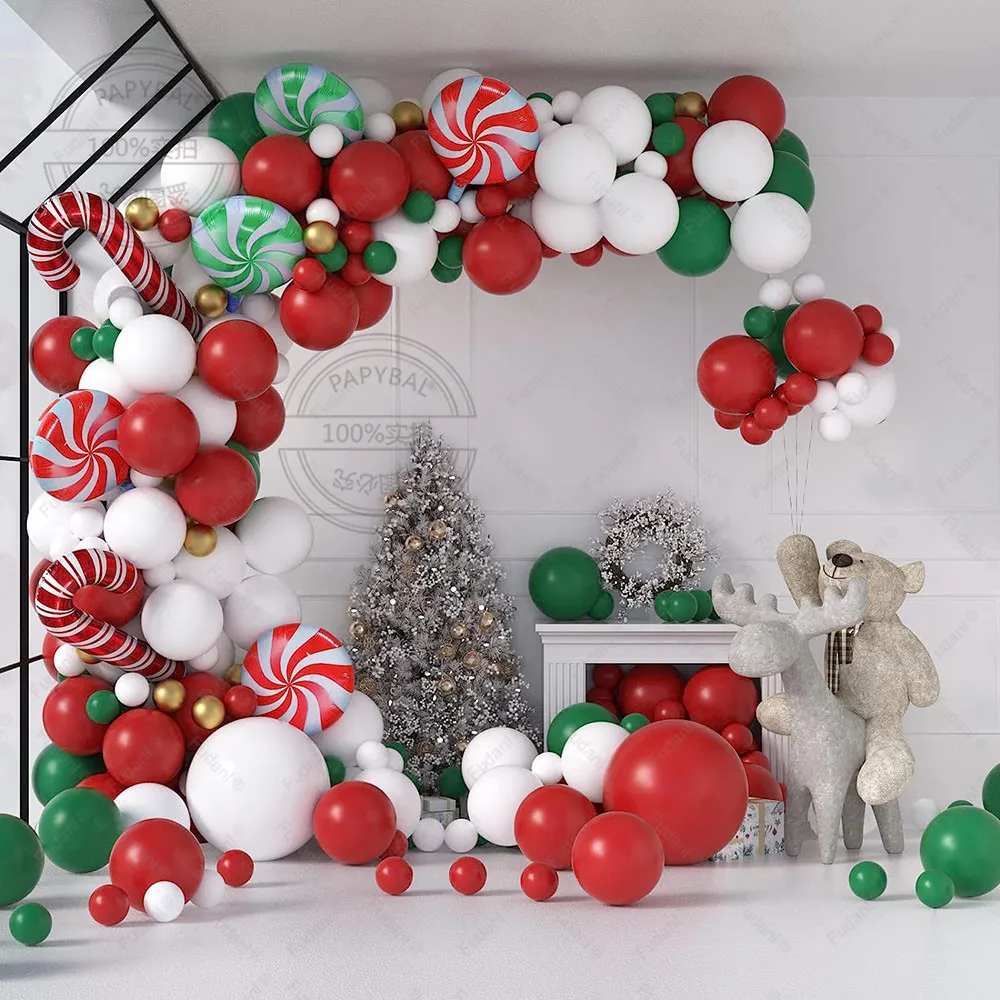 

Christmas Balloons Garland Arch Kit Candy Balloons for Christmas Party Decorations Xmas New Year Birthday Party Supplies