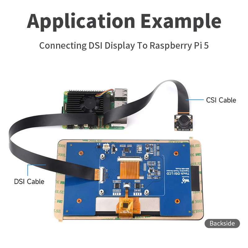 Raspberry Pi 5 DSI FPC Flexible Cable 22Pin to 15Pin 200 / 300 / 500mm Cable Suitable for RPi 5 DSI Display Screens