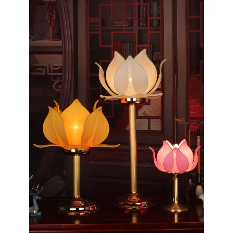 

Новая китайская лампа лотоса, настольная лампа, лампа лотоса, атмосферная прикроватная лампа, стол Будды, предлагающий лампу, Классическая обучающая лампа