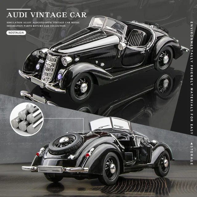 1:32 AUDI WANDERER W25K Classic Alloy Open Car Model Diecasts Metal Toy Vehicles Car Model Sound and Light Collection Kids Gift 3