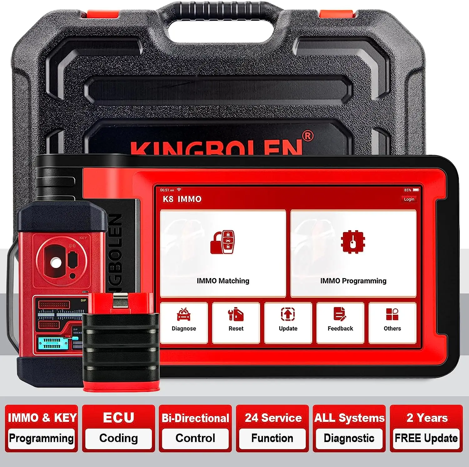 Kingbolen K8 all Systems OBD2 Scanner with ECU Coding and Bi-Directional  test 