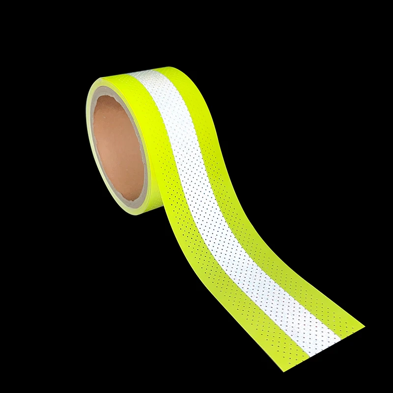 VOOFENG Flame Retardant Reflective Fabric with Holes Fluorescent Yellow Warning Tape Sew on Firefighter Clothes RS-FR03K