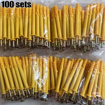 100/50sets Wholesale Self-Tapping Screws Metal Expansion Screw Cross for Concrete Wall Anchors Hardware Fasteners Bolts Kits