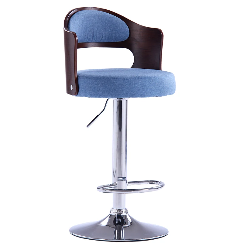 Modern Style Bar Stool Solid Wood Bar Stools Home Retro Back Lift Swivel Chair Rotary High Stool Front Desk Cashier Chair