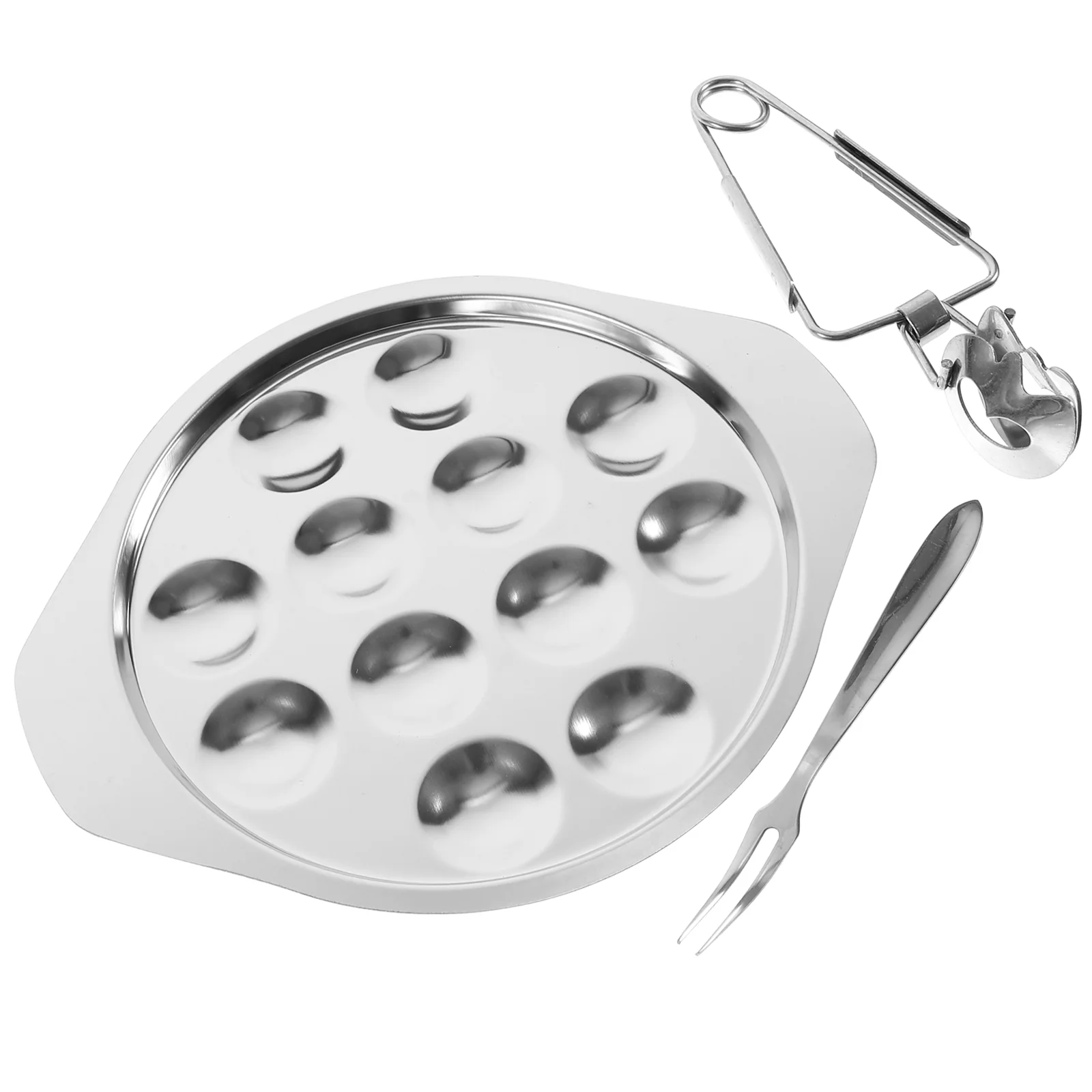 

Conch Cooking Tools Oyster Compartment Plate Barbecue Snail Escargot Metal Saucepan Lemons Bakeware Baking for Snails