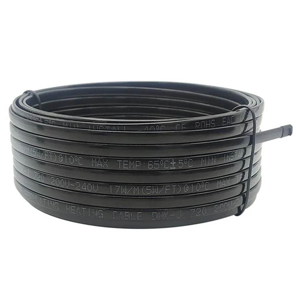 Self-regulating Wire Heating Cable 17W/m 200V~240V 65℃±5℃ 7.3mm Width Accessories Freeze Protection Pipe Water Heat