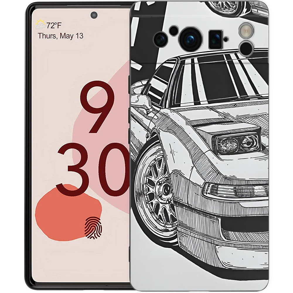 JDM Sports Cars TPU Shockproof Black Phone Case