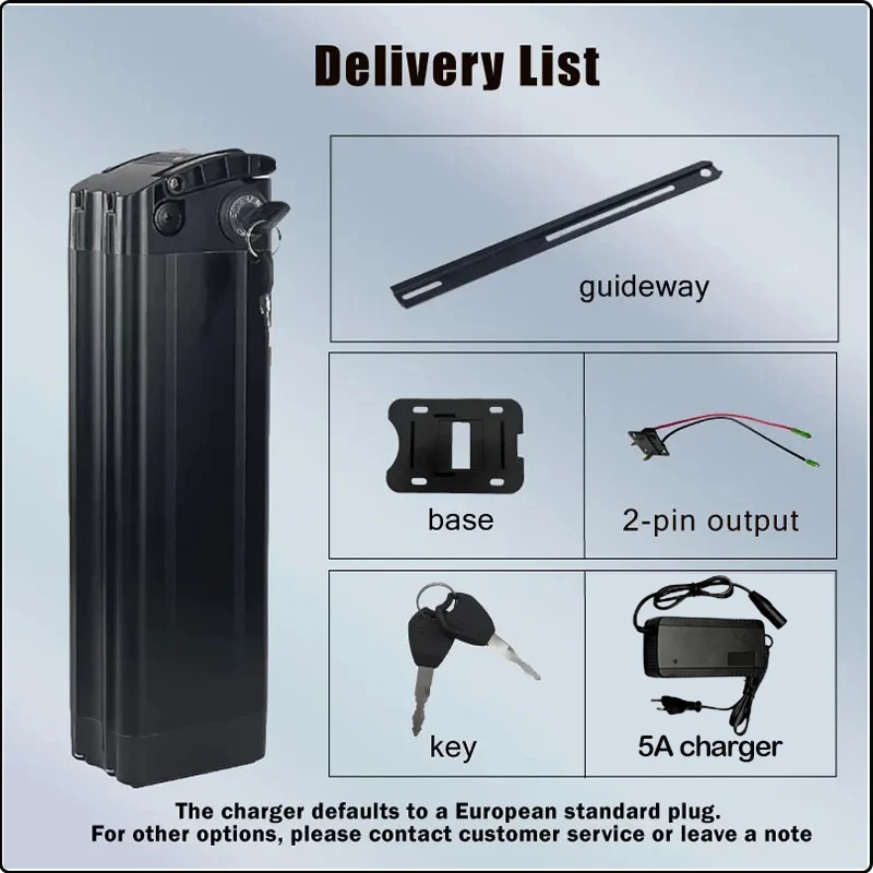 36v 48v 52v Silver Fish 60v 72v 20 30 40 50 60ah Lithium Battery EBike Akku Accu Electric Bicycle 500w 750w 1500w 2000wBatterie 4