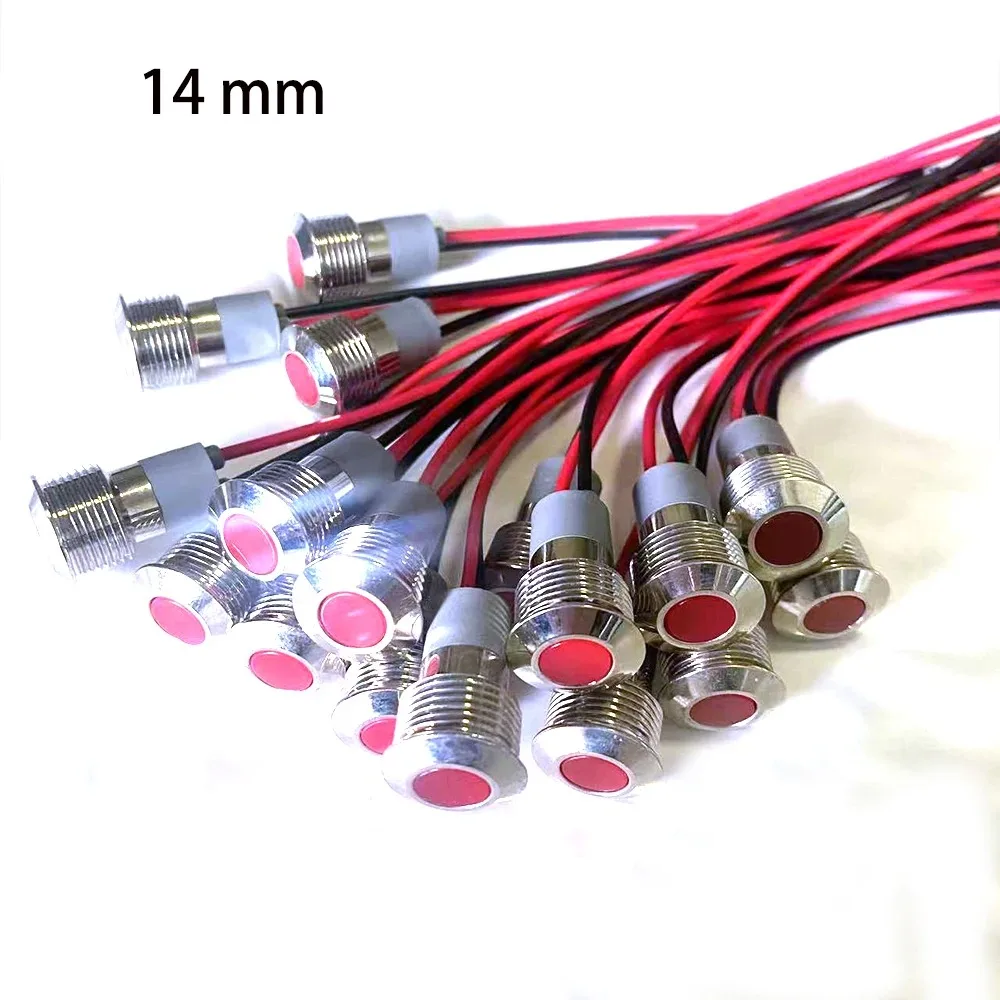 Signal Lamp 6mm 8mm 10mm 12mm 16mm Metal LED Warning indicator light Waterproof IP67 Signal Lamp Pilot Wires switch 3V 5V 12V 220V Red Blue