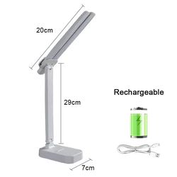 Rechargeable LED Desk Lamp with Dimmable Touch Controls - Foldable Eye-Protecting Light (Rechargeable)