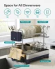 SONGMICS Dish Drying Rack - 2 Tier Dish Rack for Kitchen Counter with Rotatable and Extendable Drain Spout 3