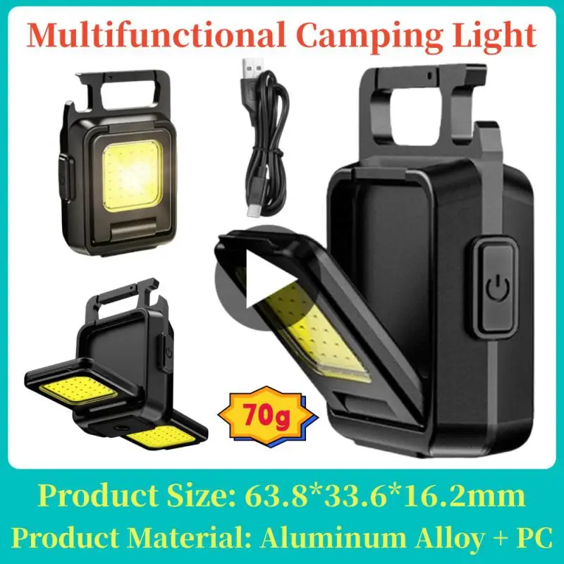 

Mini Camping Keychain Light Pocket Multifunctional Clip Flashlight USB Rechargeable Outdoor LED Portable Bright Work COB Lantern