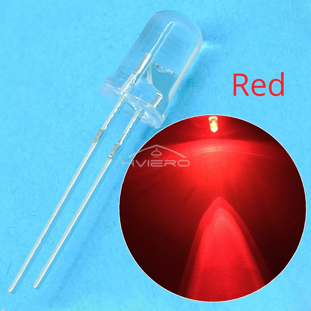 100pcs F5 5mm Round White Red Blue Warm Pink UV Water Clear Led Super Bright Lights Emitting Diodes 6000-6500k Lamp Beads Bulb
