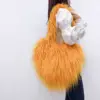 Women's Fluffy Plush Shoulder Bag Faux Fur High-capacity Trend Female Shopping Bag Winter Warm Heart-shaped Handbag and Purse 3