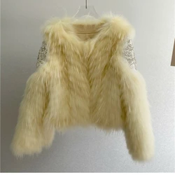 2023 Hot Sales New Europe and America Genuine Fur Jacket Woman Real Raccoon Fur Warm Fashion Autumn and Winter Short Coat