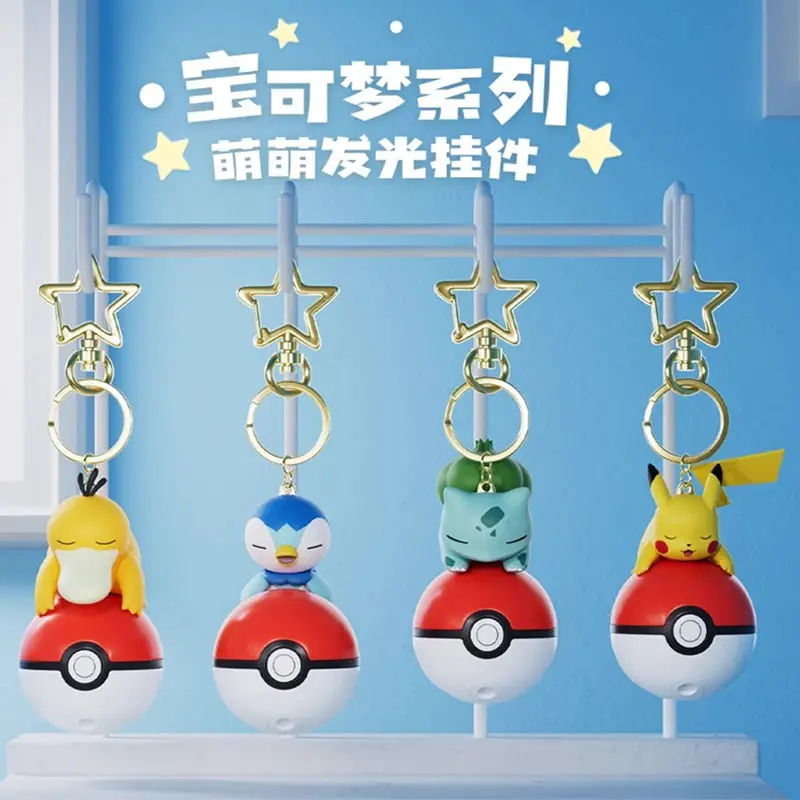 Echter Pokemon Pikachu Schlüsselanhänger Psyduck Piplup Bulbasaur Anime Actionfiguren Spielzeug Schlüsselanhänger Duft Anhänger Weihnachtsgeschenke