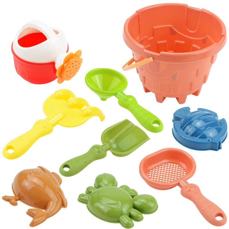 Baby small wheat straw beach sand toys beach bucket toys set and shovel bulk for kids plastic 4