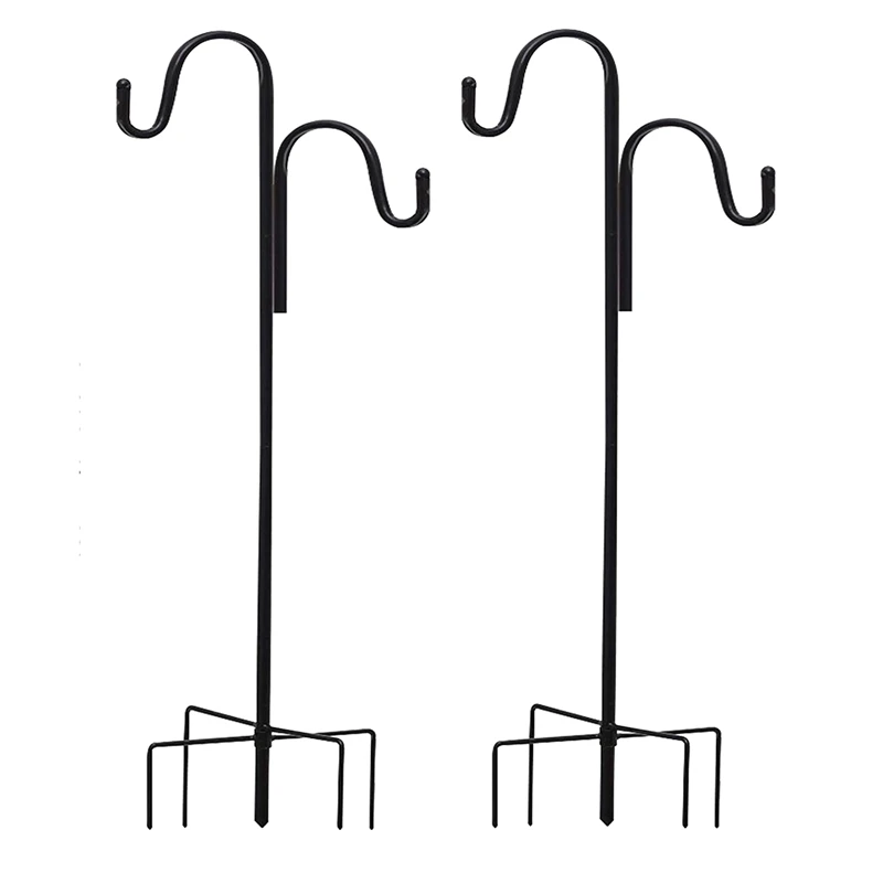 

2 Pack Shepherd Crook Hooks Adjustable With 5 Prong Base,For Bird Feeders,Flower Ball, Plant And Christmas Decorations
