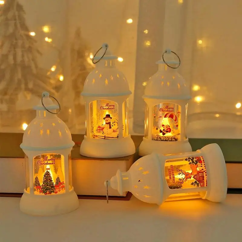 

Christmas Lantern Led Candles Candlestick Lamp Santa Claus Snowman Wind Lamp Flameless Candle Table Battery Powered Home Decor