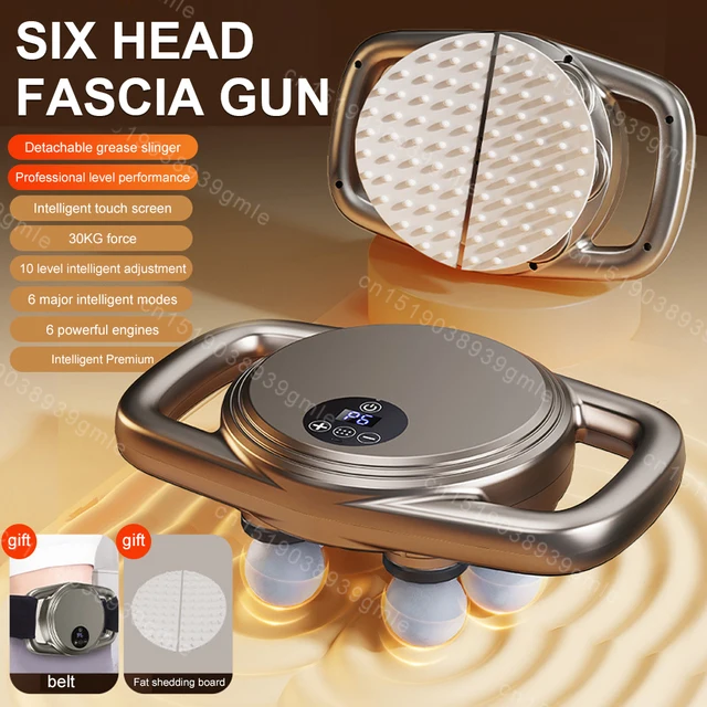 Fascia Gun 6 Head High-Frequency Vibration Deep Massage Muscle Relaxation Massager Waist Hip Back Full-Body Massage Fitness