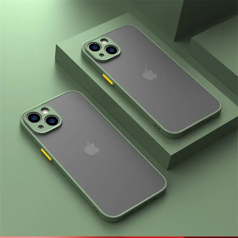 Armor Translucent Matte Phone Case for iPhone 17 Pro Max Air 16 15 14 Plus 13 12 11 Mini Pro Max Back Shockproof Cover Cases 5