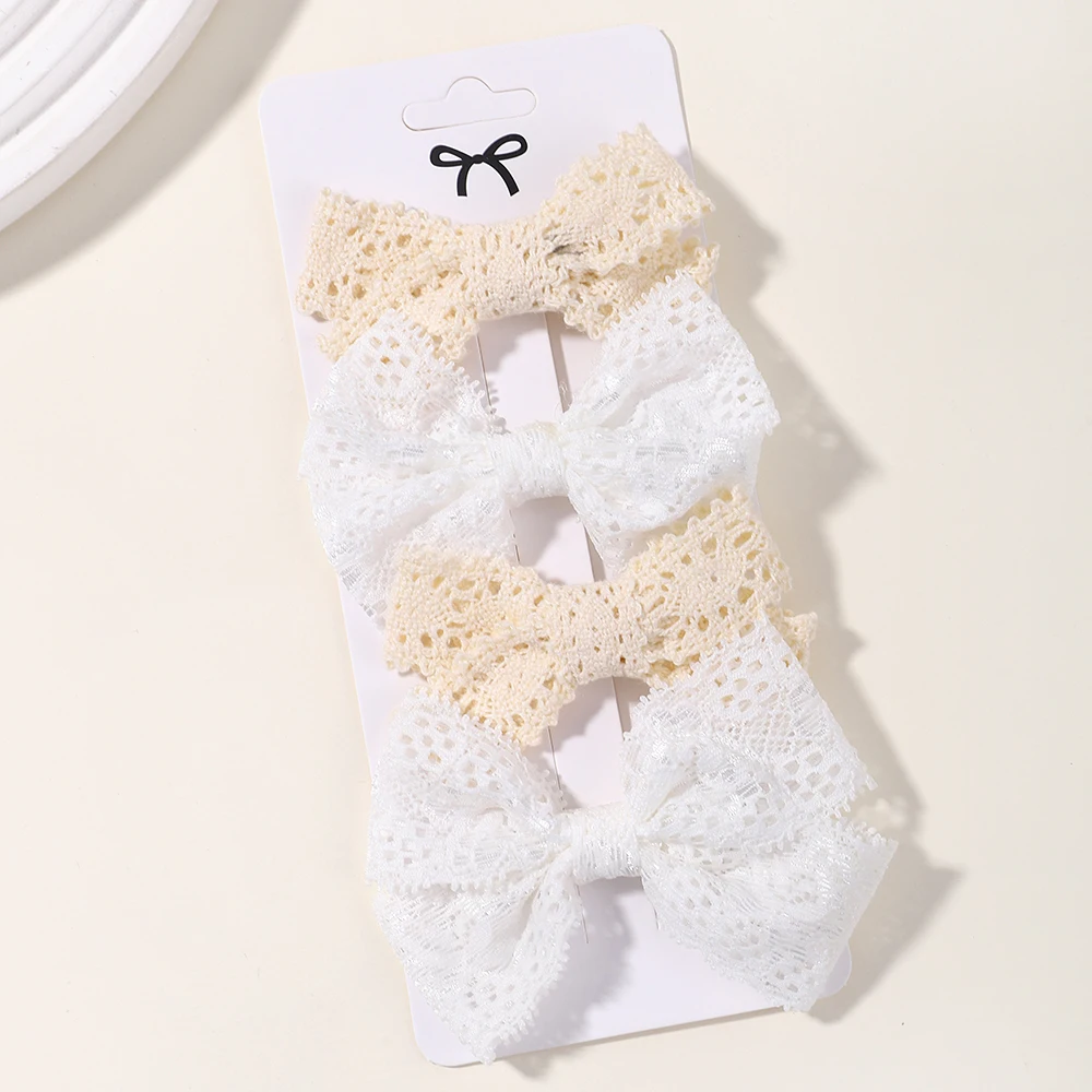 4PCS/Set Fashion Baby Girls Bows Hair Clips Hairpins Hairclip Kids Cotton Linen Barrette Flower Print Side Pin Accessories hair accessories